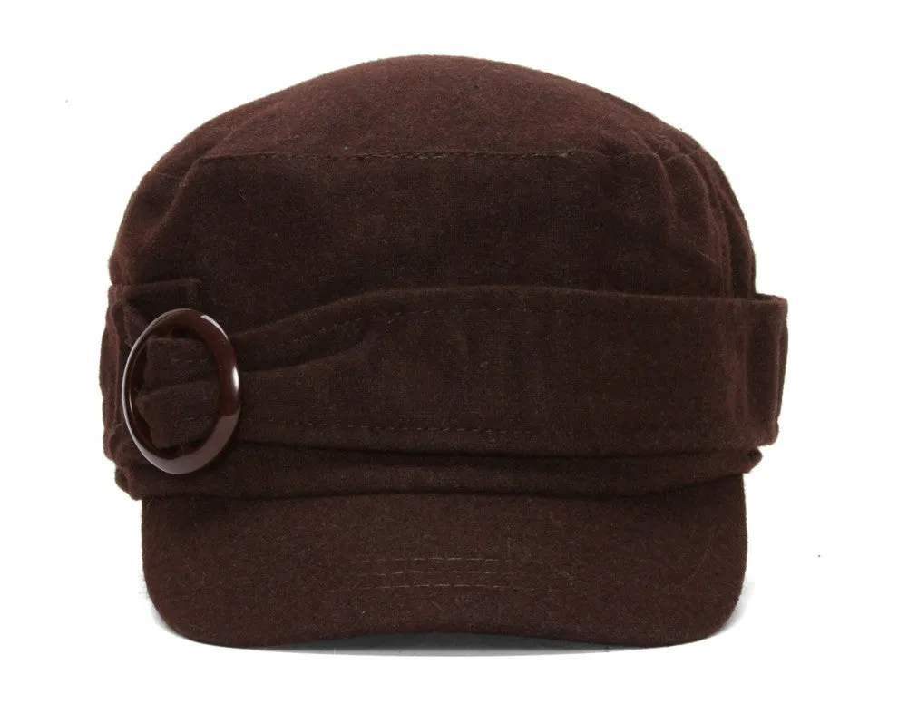 Ladies Poly-Wool Stylish Cadet Cap w/ Buckle