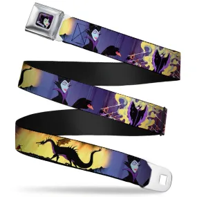 Maleficent Face Full Color Purple Fade Seatbelt Belt - Maleficent Poses Webbing