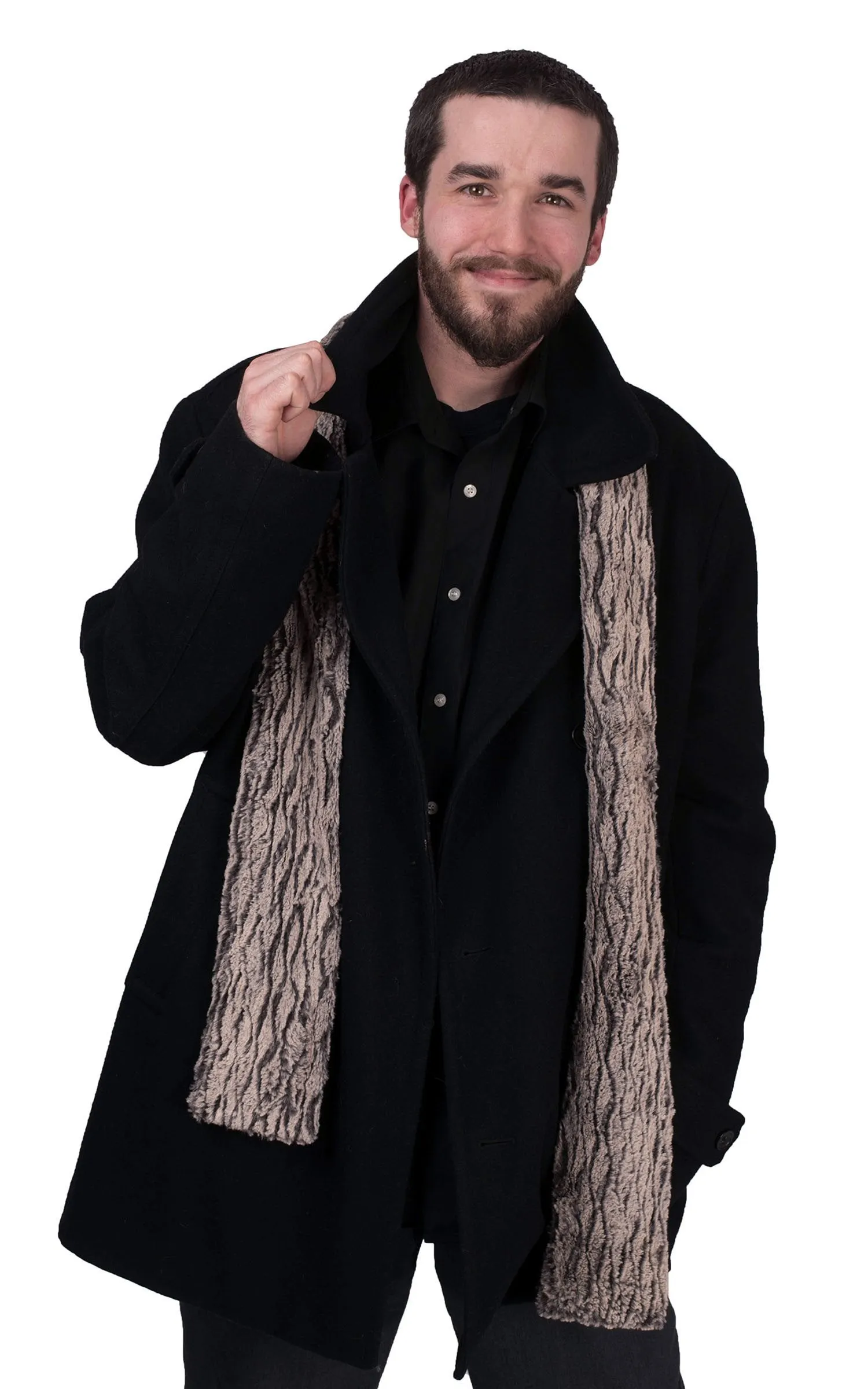 Men's Classic Scarf - Luxury Faux Fur in Calico