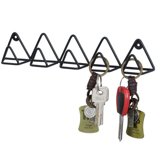 Modern Black Metal Wire Triangle Design Key Rack