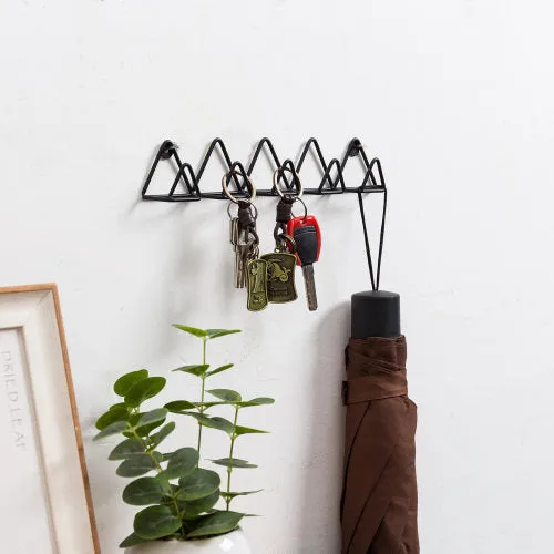 Modern Black Metal Wire Triangle Design Key Rack