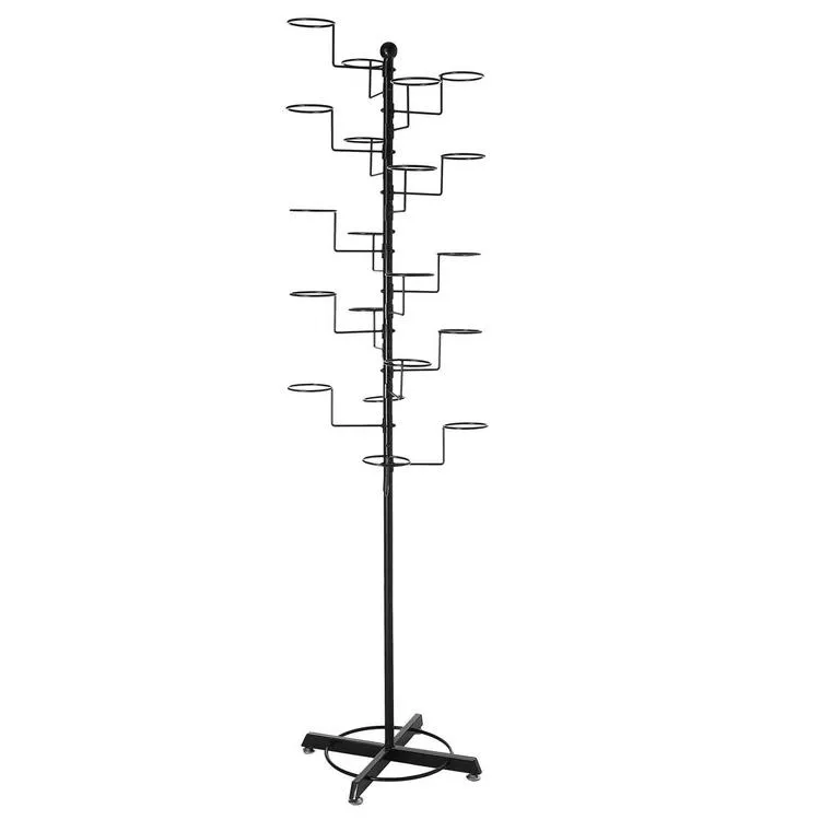 Modern Standing Hat / Wig Rack Display Stand, Black Metal Wire