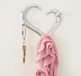 Modern Style Heart Shaped Decorative Wall Coat Hanger by Comfify | Hand-Cast Aluminum Wall Mounted Coat Rack, Hat Hanger, Antique Hooks, Key Holder | Includes Screws and Anchors