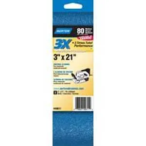 Norton 49611 Sanding Belt, 3 in W, 21 in L, 80 Grit, Medium, Zirconia Aluminum Abrasive :PK  2: QUANTITY: 1