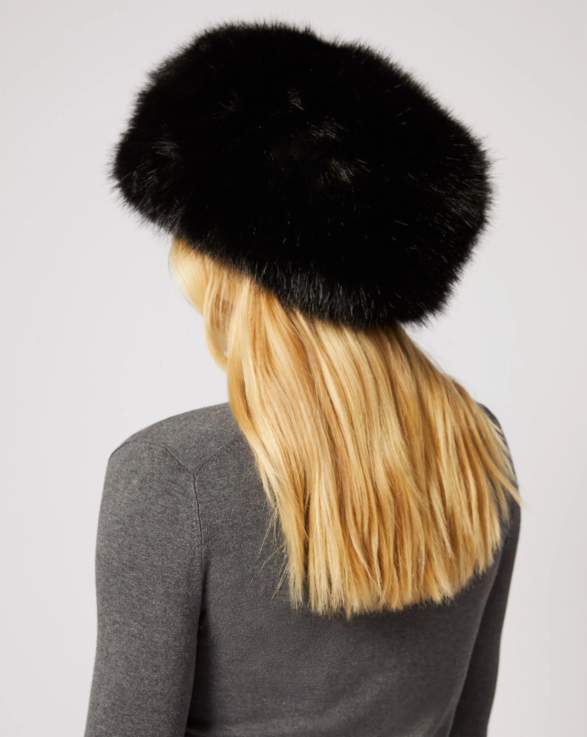 Pill Box Fox Faux Fur Hat