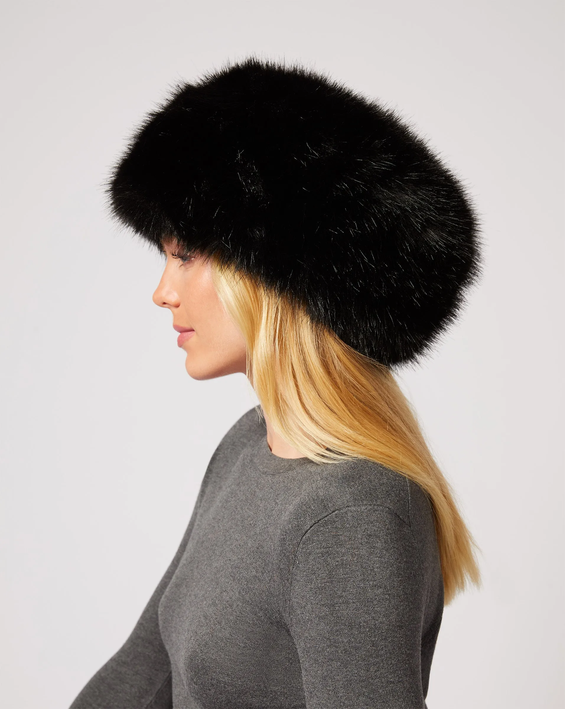 Pill Box Fox Faux Fur Hat