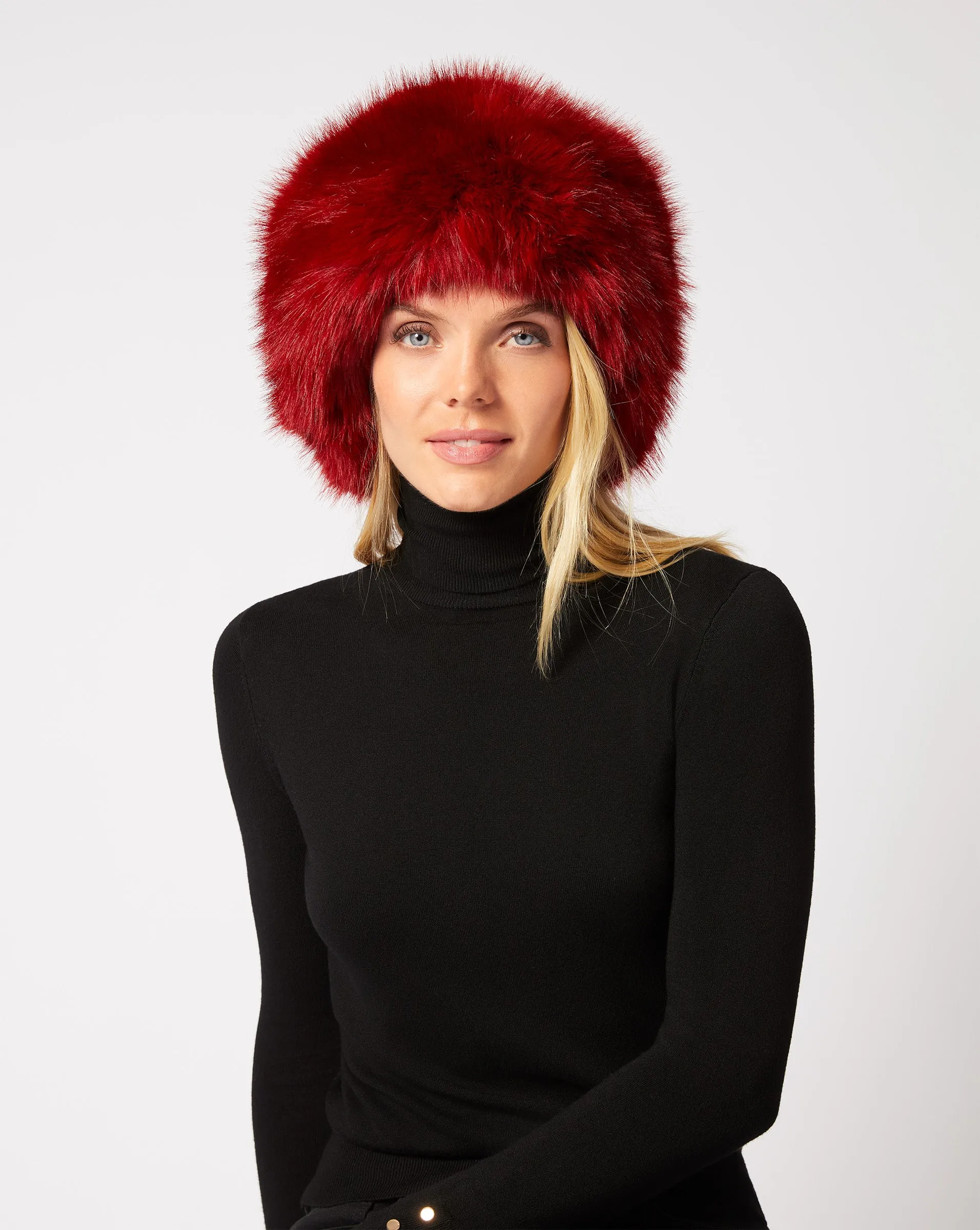 Pill Box Fox Faux Fur Hat