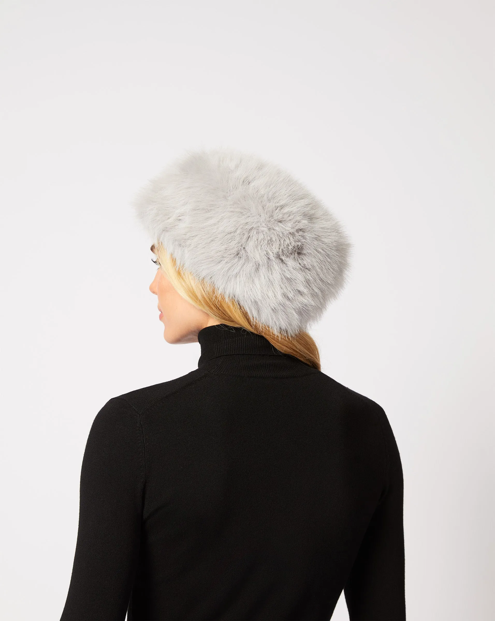 Pill Box Fox Faux Fur Hat