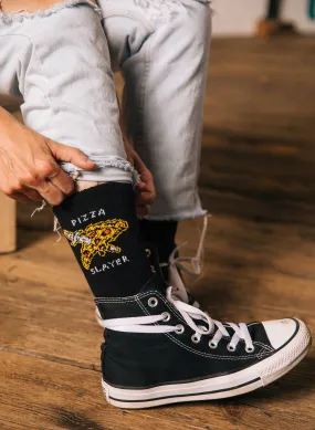 Pizza Slayer Comfy Crew Socks, Christmas Gift for Food Lover