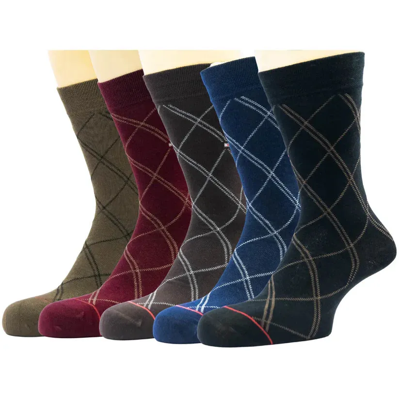 "Men’s 5-Pair TOMMY HILFIGURE Crew Socks  design – Comfortable, Durable, and Stylish gift box"