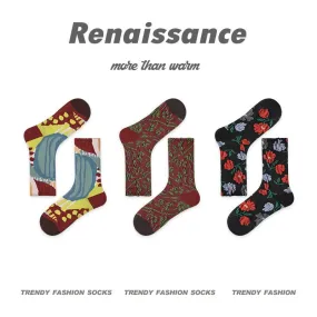 Renaissance | 3 pairs cotton socks set | Creative| artistic |designed| cool| colorful |gift ideas| birthday | thanks | comfort | Christmas