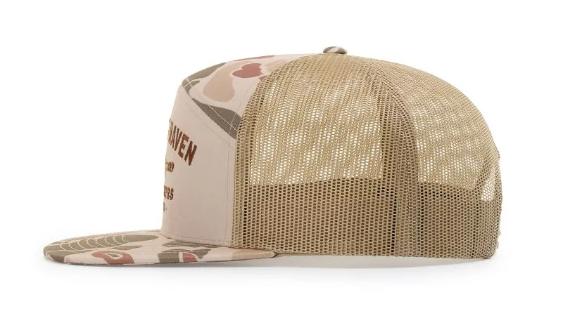 Richardson 168P Camo 7-Panel Snapback Trucker Hat - Seven-Panel Trucker Cap with Flat Bill