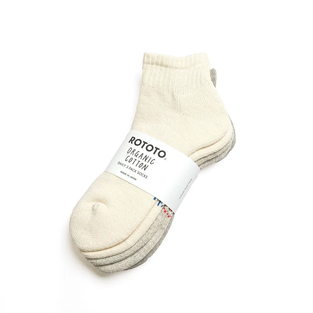 RoToTo - ORGANIC DAILY 3 PACK ANKLE SOCKS - R1371-212