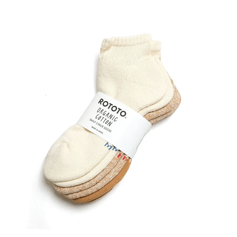 RoToTo - ORGANIC DAILY 3 PACK ANKLE SOCKS - R1371-212