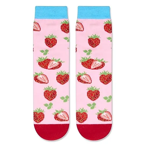 Strawberry Gifts Unisex Kids Funny Fruit Socks Strawberry Gifts for Boys and Girls Cute Strawberry Socks, Gifts for 7-10 Years Old