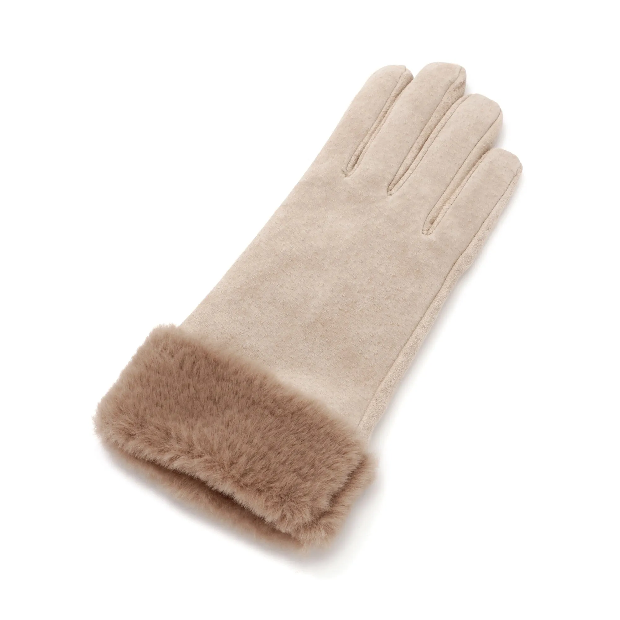 Suede Gloves Beige