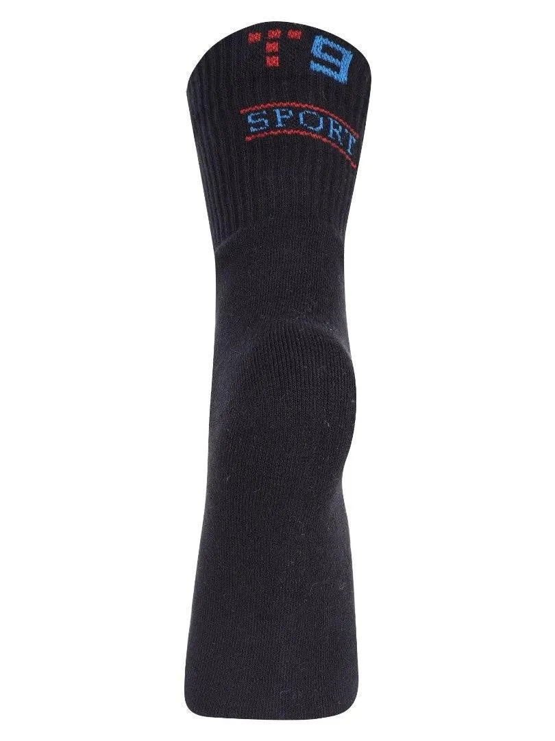 T9 Sparker Unisex Cotton Crew Length Sports Solid Socks .Combo of 3 pairs