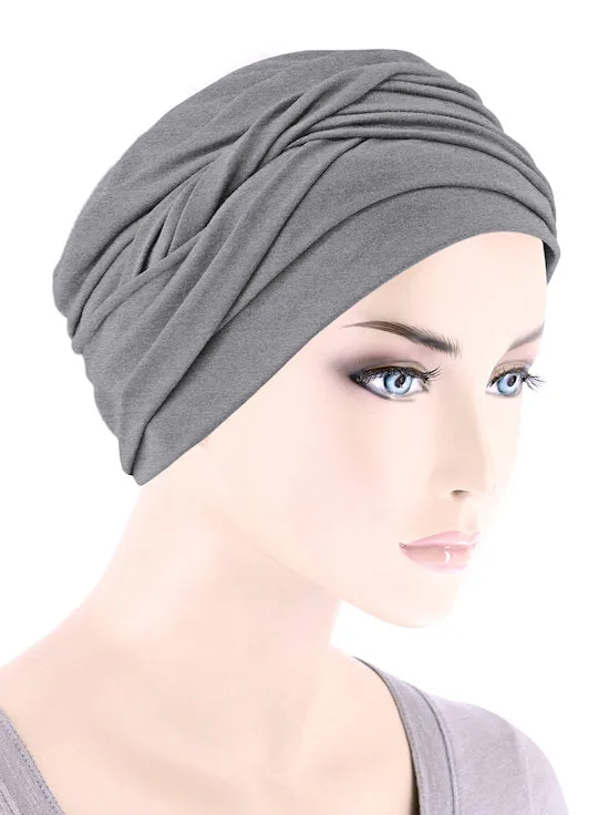 TWIST-HEATHERGRAY#Twisty Turban in Buttery Soft Heather Gray