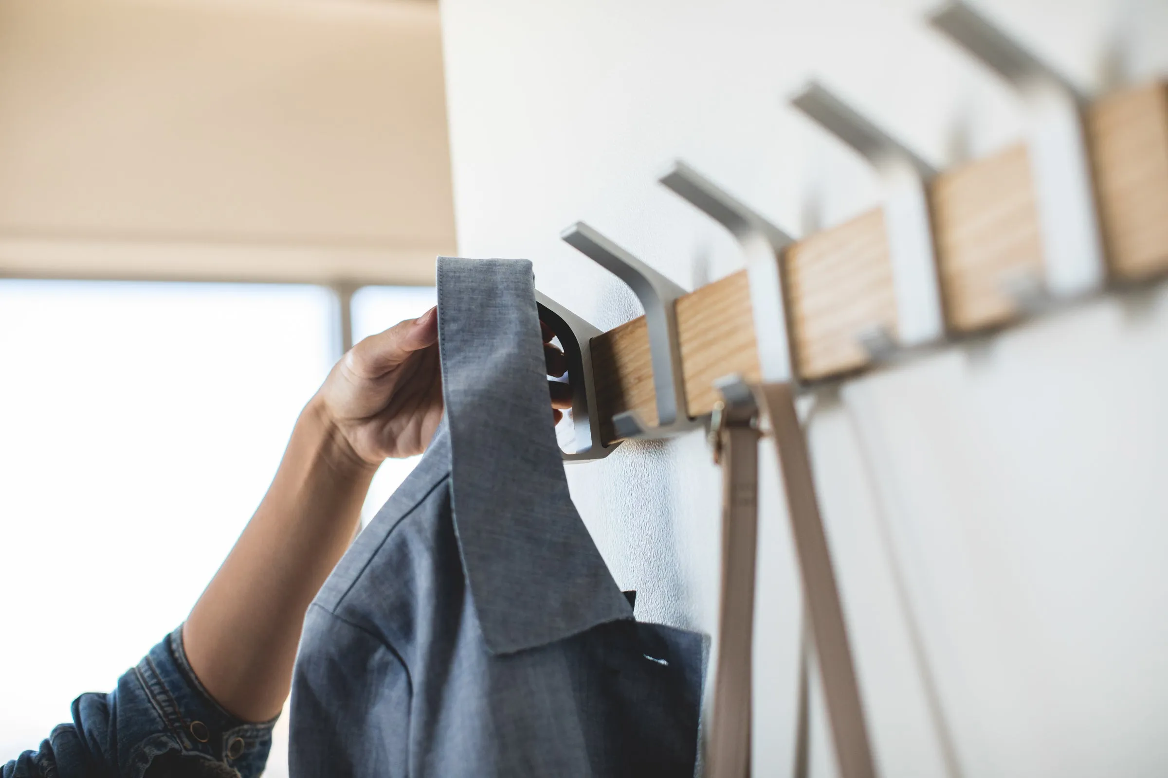 Wall-Mounted Coat Rack - Steel   Wood