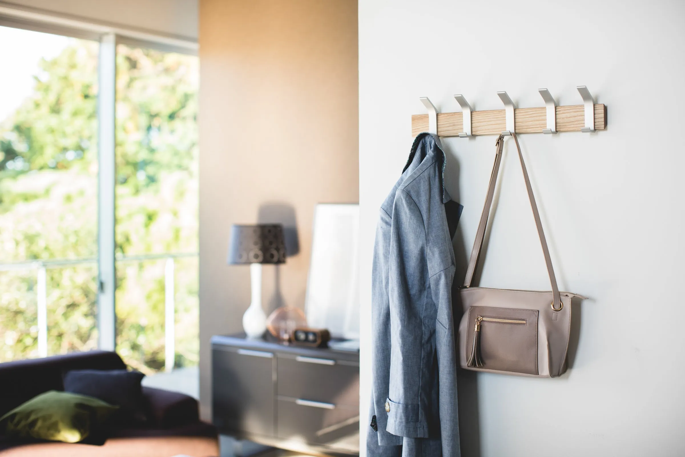 Wall-Mounted Coat Rack - Steel   Wood