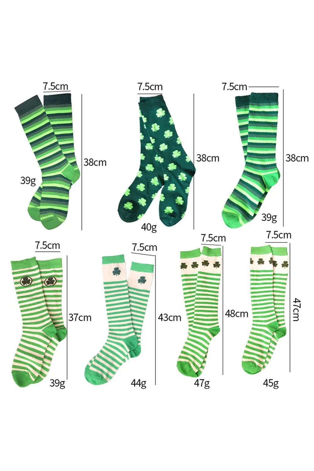 Women St Patricks Clover Print Tube Socks