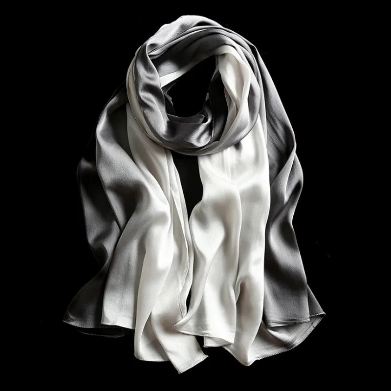 Women's Fashion Luxury Gradient Colors Silk Scarves - 13 Colors