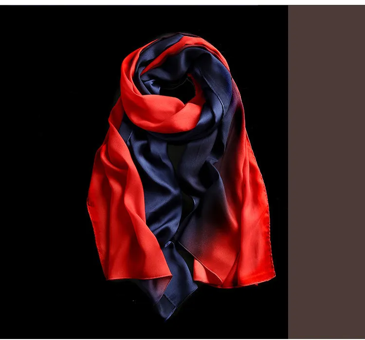 Women's Fashion Luxury Gradient Colors Silk Scarves - 13 Colors