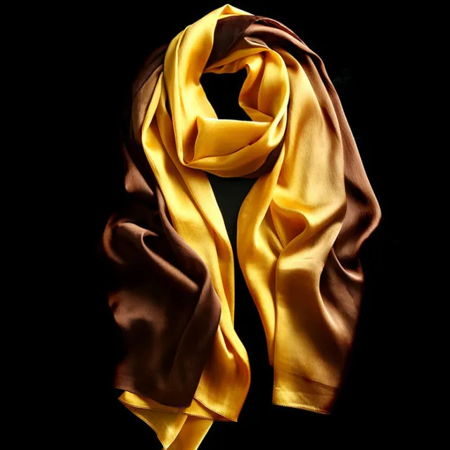 Women's Fashion Luxury Gradient Colors Silk Scarves - 13 Colors