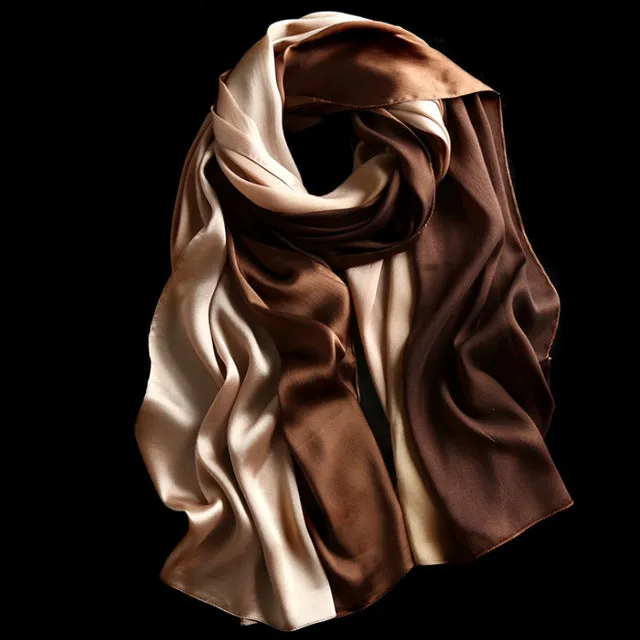 Women's Fashion Luxury Gradient Colors Silk Scarves - 13 Colors