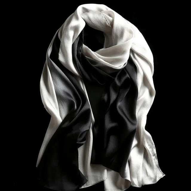 Women's Fashion Luxury Gradient Colors Silk Scarves - 13 Colors